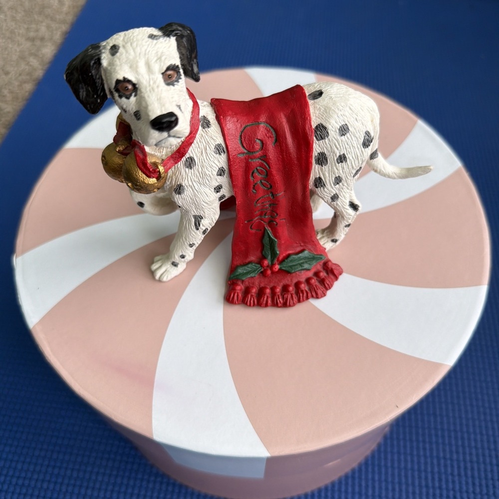 Tom Rubel Silver Deer Dalmatian Dog Figurine Christmas Animals Vintage 5"